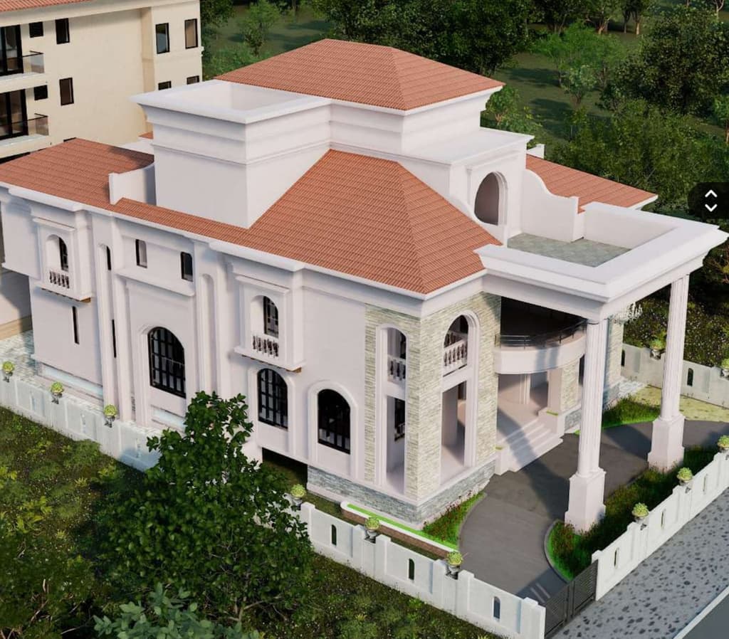 A Saiccha Developers residence, cream stucco exterior with terracotta roof